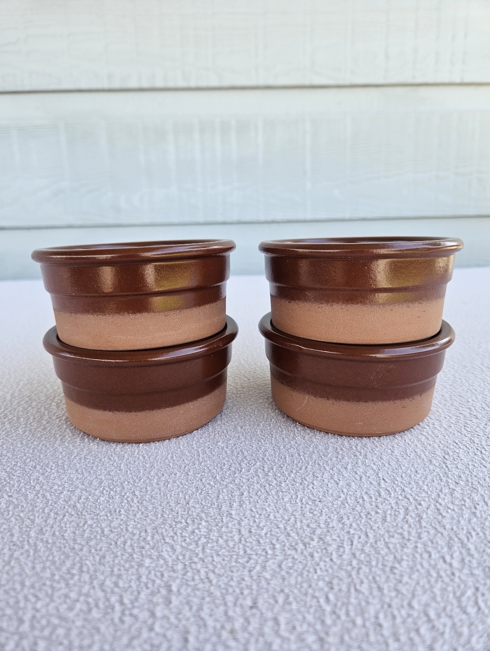Cermer Tera Cotta Ramekin Set Of 4 Creme Brulee Dipping Nut Bowls 3 1/2" Wide